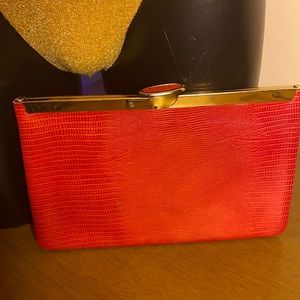 Etra leather Faux snake skin vintage clutch